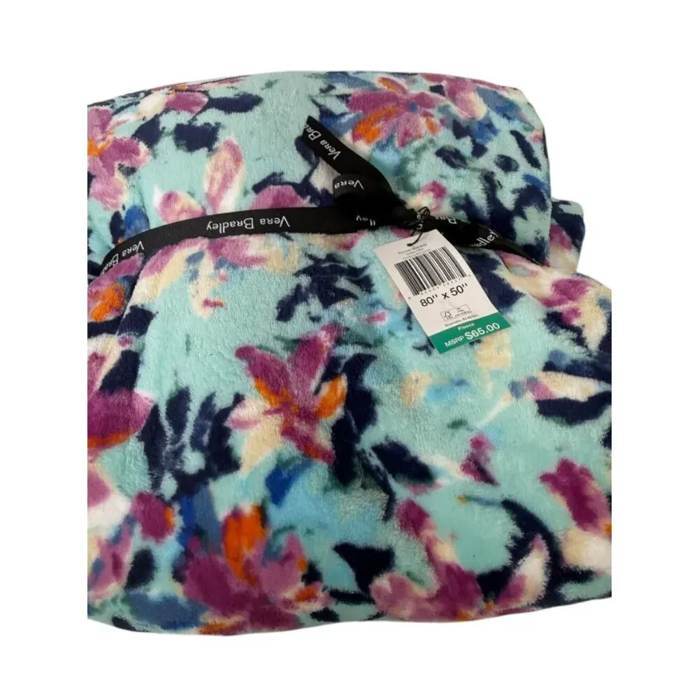 VERA BRADLEY Floating Blossoms Plush Blanket NEW
